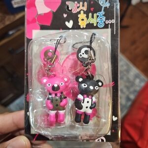 Vintage Bear Keychains Or Bag Charms Set of 2 Teddy Bear